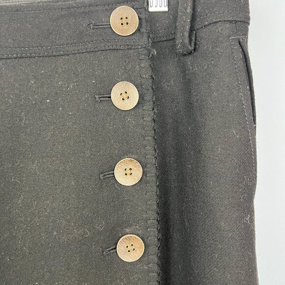 Eddie Bauer Black Wool Midi Wrap Skirt Four Button Closure Pockets Size 14 - Picture 2 of 6